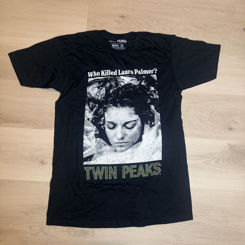 Twin Peaks Who Killed Laura Palmer T Shirt Mens M Black Graphic Ripple